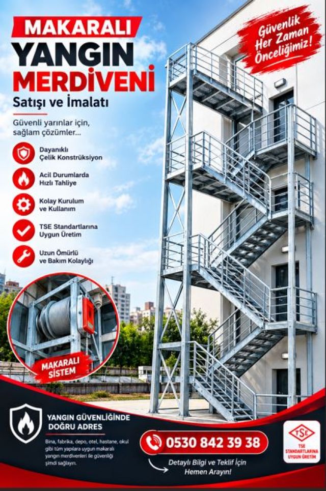Makaralı Yangın Merdiveni | İstanbul Makaralı Yangın Merdiveni İmalatı